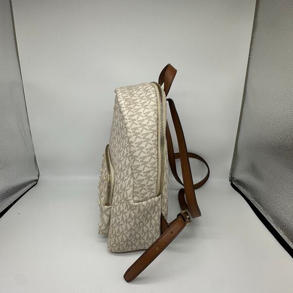 Michael Kors Jaycee Medium Vanilla Backpack and Wallet Gold Studded Pyramid main image 11